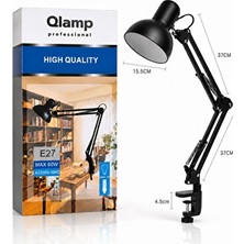 Lusenne Masa ve Gece Lambası: 360° Dönebilen Siyah Metal Masa Lambası, Ayarlanabilir Hareketli Tasarım