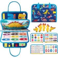 Vemed Montessori Keçe Busy Board — Mavi Dinozor, 8 Sayfa