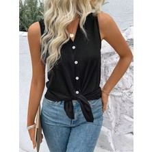 Alyn Wear Kadın Askılı V Yakalı Önden Düğmeli Bağlama Detaylı Viskon Bluz
