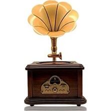 Lusenne Nostaljik Radyo: Nostaljik Mini Gramofon Tasarımlı Bluetooth Hoparlör ve Fm Radyo, Şarjlı ve