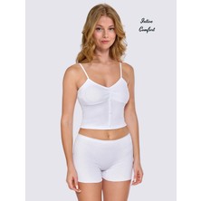 Intive Lingerie Berrak Önü Düğme Detaylı %92 Pamuklu Çıkarılabilir Kaplı V Yaka Büstiyer/kısa Atlet