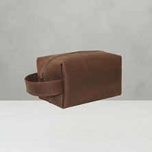 Lusenne Makyaj & Takı Organizeri: El Yapımı Hakiki Deri Erkek Bakım Çantası, Vintage Dopp Kit