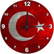 Lusenne Duvar Saati: Türk Bayrağı Şekilli Mermer Zeminli - Şık ve Anlamlı