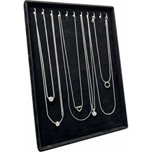 Lusenne Makyaj & Takı Organizeri: Siyah Süet Kumaş Ayaklı Kolye Sergileme Standı, 34/24 cm