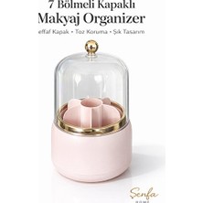 Lusenne Makyaj & Takı Organizeri: Açık Pembe 7 Bölmeli Kapaklı Makyaj ve Takı Organizeri