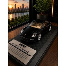 Scntoys Porsche 911 Carrera S Diecast Model Araba 1:26 Ölçek Özel Standlı Kutulu Porsche Diecast Siyah