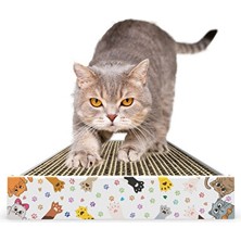 Lusenne Kedi Tırmalaması: Doğal Düz Ondüle Karton Kedi Tırmalama Tahtası 47X17CM