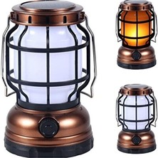 Lusenne Masa ve Gece Lambası: Güneş Enerjili Retro Kamp Lambası - Kısılabilir LED Fener, Outdoor Kullanım