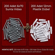 Aras Endüstri 200 Adet 6X70 Sunta Vidası ve 200 Adet 12MM Plastik Dübel Montaj Seti