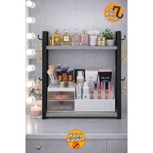 Lusenne Makyaj & Takı Organizeri: Iki Katlı Çok Amaçlı Banyo ve Takı Düzenleyici, Askı ve Raf Seti