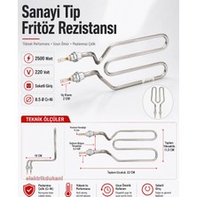 Ender Sanayi Tipi Fritöz Rezistansı 2500 Watt 220 Volt 8.5 ? Cr-Ni