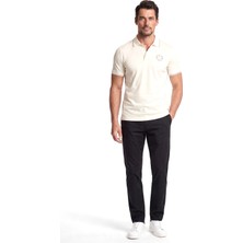 Paul & Shark Erkek Regular Fit Logo Işlemeli Pamuklu Kısa Kollu Ekru Polo Yaka T-Shirt 26411270-108