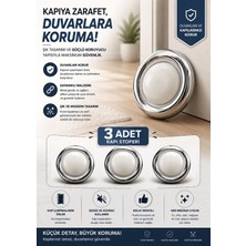 Silikonlu Kapı Stoperi 3 Adet Kendinden Yapışkanlı Beyaz Gümüş Kapı Stoperi