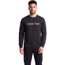 Calvin Klein Erkek Normal Kalıp Logo Baskılı Yuvarlak Yakalı Uzun Kollu Siyah Sweatshirt LV04RG281G-UB1