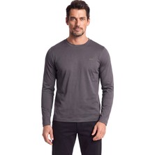 Paul & Shark Erkek Bisiklet Yaka Uzun Kol Pamuklu Slim Fit Gri T-Shirt 15311611-94G