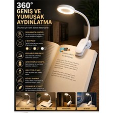Lusenne Masa ve Gece Lambası: 360° Klipsli LED Kitap Okuma Lambası, Şarjlı ve 3 Modlu