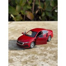 Scntoys Skoda Octavia Koleksiyon Metal Araba 12CM Lüks Araba Kırmızı Oyuncak Araba Model Araba