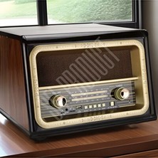 Lusenne Nostaljik Radyo: Büyük Boy Ahşap Görünümlü Bluetooth Radyo ve Eskitme Tasarım
