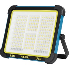 HEPU HP-L34 Güneş Enerjili Taşınabilir LED Çalışma Lambası – 150W Güç 336 LED IP66 Solar + USB Şarjlı Mıknatıslı Taban