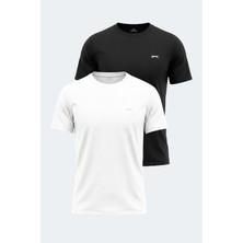 Slazenger Haunted 2 Li Set Erkek  Beyaz - Siyah Tişört