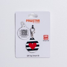 Pawstar Çizgili Kalp Desenli Qr Tag Evcil Hayvan Künyesi Isimlik Pet Tag Köpek Künyesi Kedi Künyesi Qr Kodlu Künye