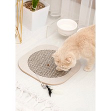 Lusenne Kedi Tırmalaması: Gri Oval Kedi Tırmalama Matı ve Tahtası ile Güçlü Tırnak Bakımı