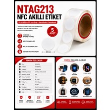 NTAG213 Nfc Kodlanabilir Kilitsiz Yapışkanlı 25MM Akıllı Etiket-5 Adet
