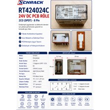 Schrack RT424024C 24VDC 8A 8 Pin Çift Kontak Röle