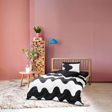 Cozy Home mono Tek Kişilik Lastikli Çarşaflı Nevresim Takımı Flow Siyah