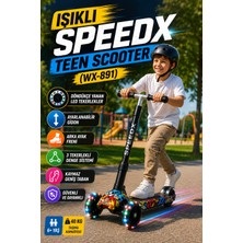 Open City Siyah Tekerlekli Işıklı Speedx Teen Scooter WX-891 3 Tekerlekli Ayarlanabilir Gidonlu Çocuk Scooter