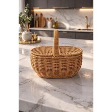 Lusenne Sepet: Mini Oval Hasır Rattan Organizer , Masaüstü ve Banyo Düzenleyici