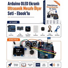 Arduino OLED Ekranlı Ultrasonik Mesafe Ölçer Seti - Ebook’lu