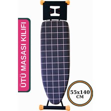 Lusenne Ütü Masası ve Aksesuarı: Koyu Füme Renkli Büyük Boy Keçeli Ütü Masası Kılıfı, 55X140CM