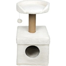 Lusenne Kedi Tırmalaması: Beyaz Kedi Oyun ve Tırmalama Platformu - 39X39X72 cm
