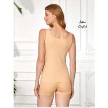 Intive Lingerie Berrak %85 Pamuklu Kalın Askılı Kare Yaka Lazer Kesim Kadın Atlet