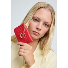Shule Bags Wowen Örgü Deri Charm Kartlık Kırmızı