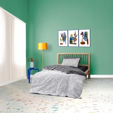 Cozy Home mono Tek Kişilik Lastikli Çarşaflı Nevresim Takımı Maze Siyah