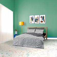 Cozy Home Mono Çift Kişilik Lastikli Çarşaflı Nevresim Takımı Maze Siyah