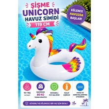 Lusenne Kolluk & Simit: Renkli Unicorn Temalı 119 cm Şişme Havuz Simidi