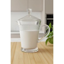 Empressco Elyra Cam Sütlük & Yağdanlık – Kapaklı Şeffaf Cam Sürahi 500 ml