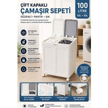 Lusenne Çamaşır Sepeti: 100 Lt Çift Kapaklı Tekerlekli - Geniş ve Kullanışlı