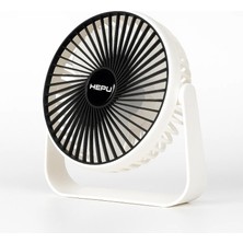 HEPU HP-F02 USB Şarjlı Sessiz Masaüstü Mini Fan – 360° Dönebilen Gövde 3 Kademeli