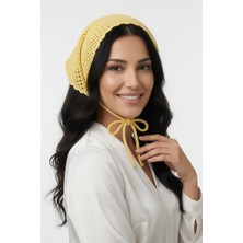 Mollycrush Yazlık File Üçgen Sarı Bandana Örgü Saç Bandı | Bohem Aksesuar