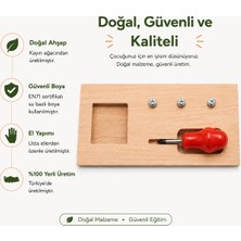 Montessori Gemisi Montessori 3 Vidalı Tornavida Vidalama Seti – Vida Somun Çalışması Günlük Yaşam Materyali