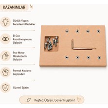 Montessori Gemisi Montessori 8 Vidalı Alyan Vidalama Seti | Vida Somun Çalışması Günlük Yaşam Materyali