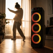 HEPU HP-982 Partybox Bluetooth Hoparlör – 3×8” Hoparlör 30W Güç, RGB Işık TWS Destekli