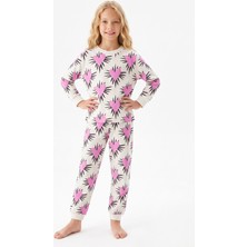 Modanino Kız Çocuk %100 Pamuk ve Baskılı Pijama Takımı 3-13 Yaş 12738IS
