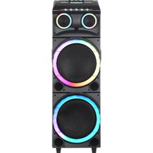 Hepu hp 930 Taşınabilir Şarjlı Ahşap Kasa Bluetooth Parti Hoparlörü 80 w rms 12inc*2 Subw Super Bass