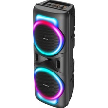 HEPU HP-118 Partybox Bluetooth Hoparlör – 2×8” Hoparlör, 15W Güç, RGB Işık TWS Destekli