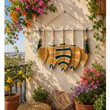 Pitipiti Alaçatı Stili Limon Sarısı Balkon Dekoru El Yapımı Makrome Duvar Süsü Yapraklar
